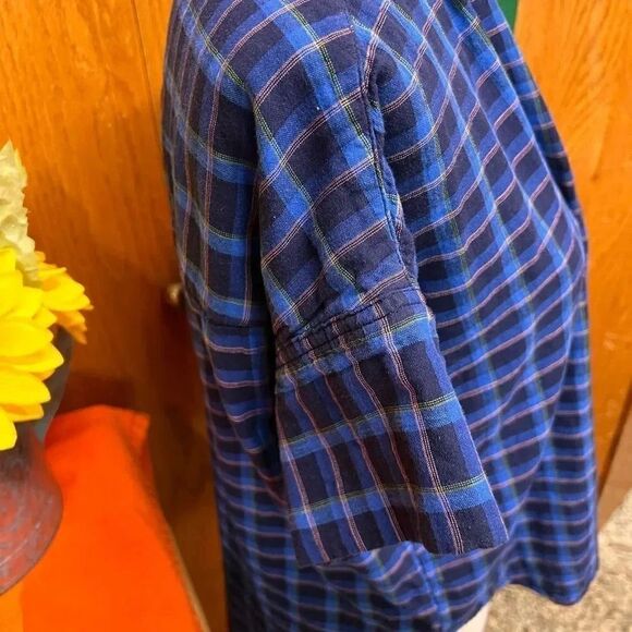 EUC Madewell Blue Plaid V-neck Short-sleeved Top #218 - Picture 8 of 8